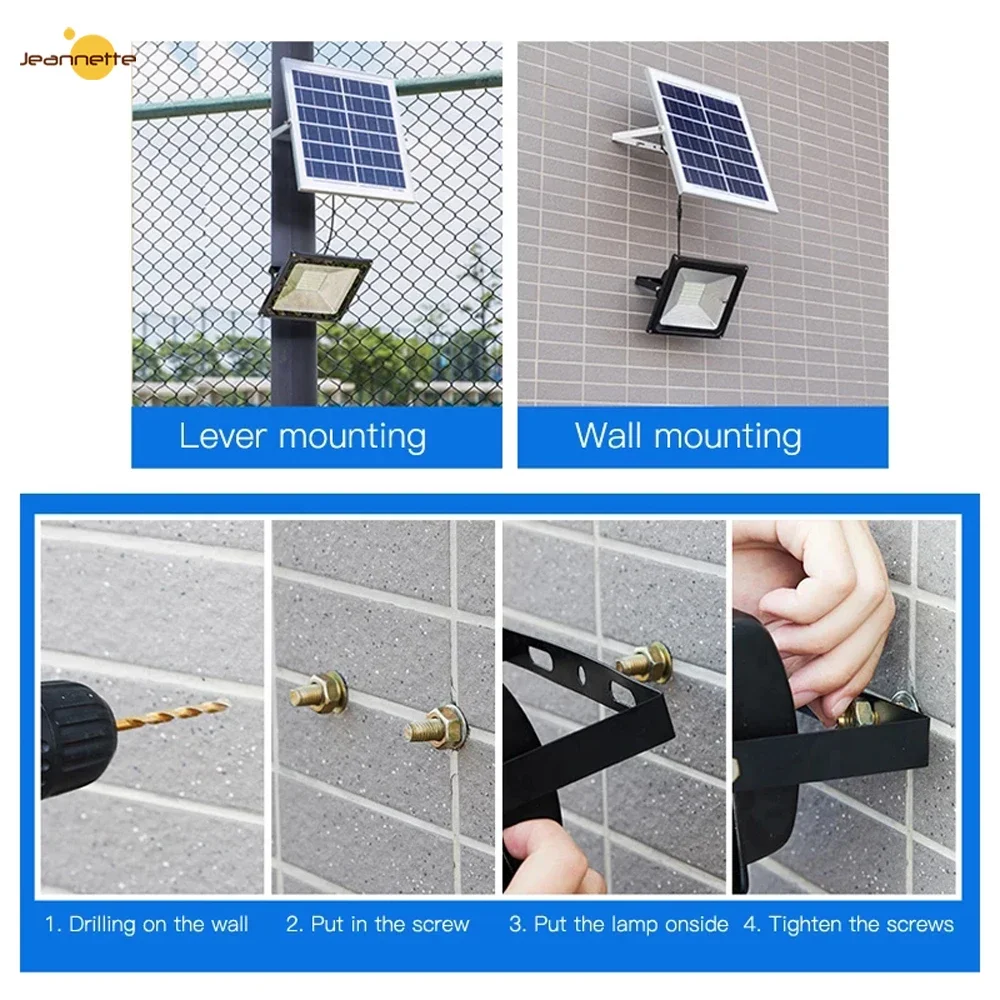 Luz LED de energía Solar para exteriores, foco impermeable de 100W, lámpara de inundación, proyector, accesorio de iluminación