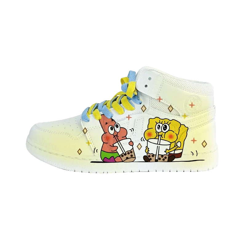 Original  cartoon SpongeBob SquarePants princess cute Casual shoes soft sports shoes for girlfriend gift EU size 35-44