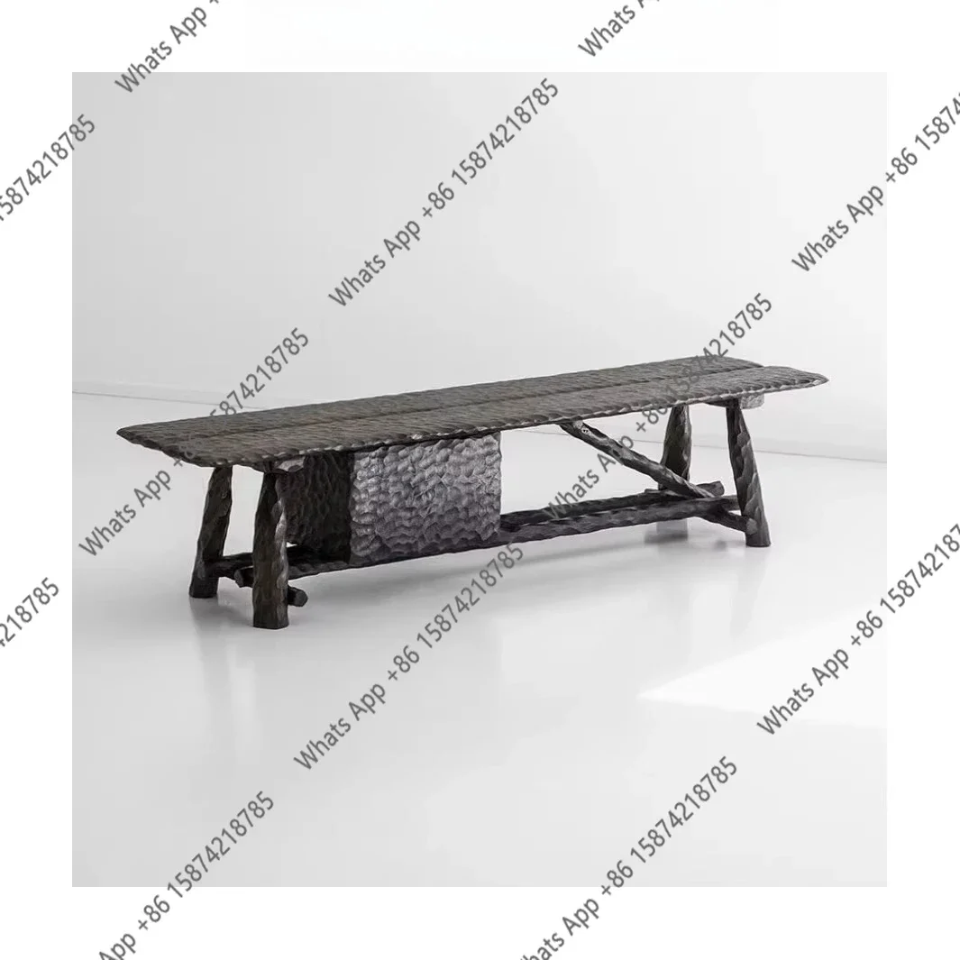 T Medieval Style Designer Solid Wood Hammer Pattern Bench Wabi Style Retro Home Bench American Country