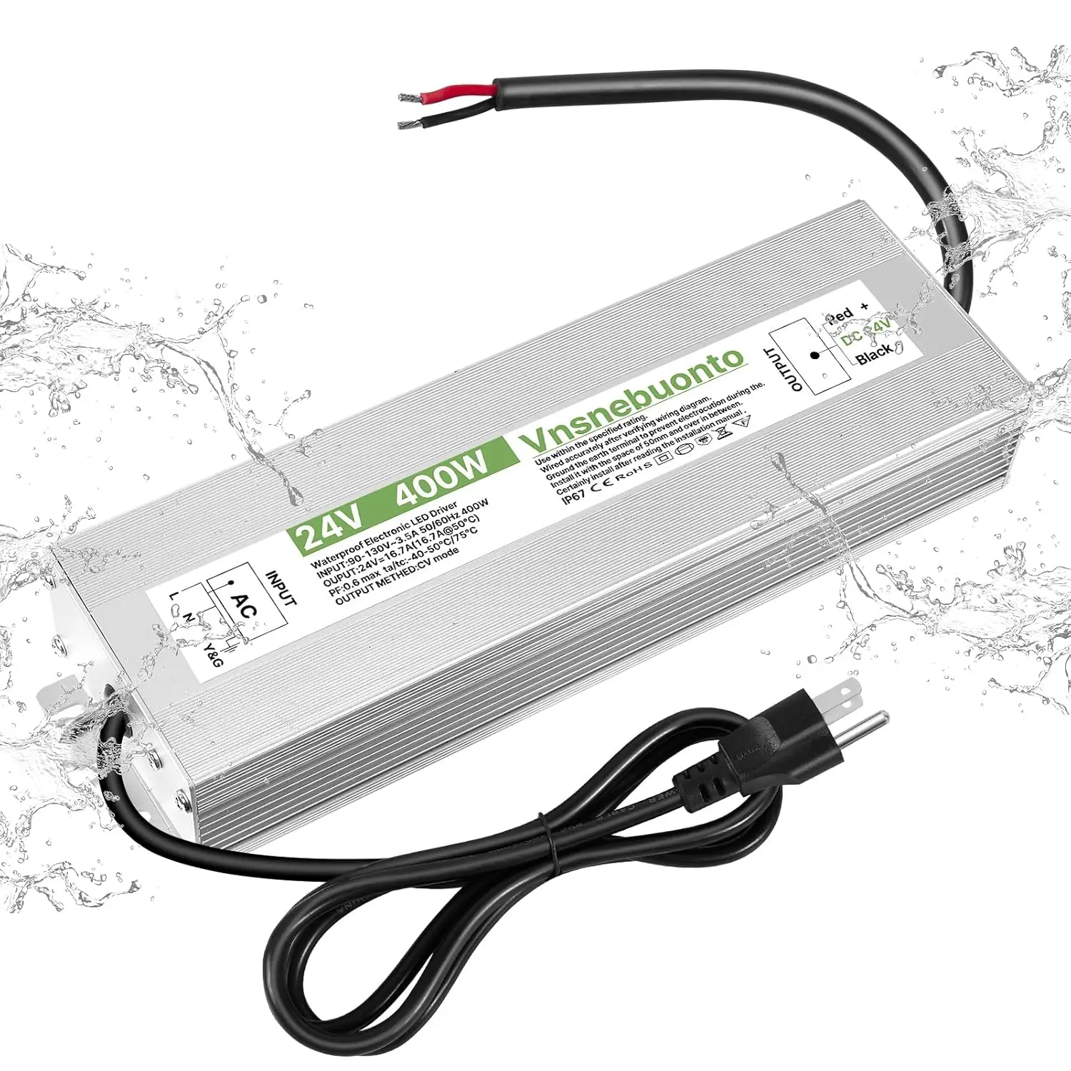 24 V แหล่งจ่ายไฟ400W, 90-130V AC ถึง24 V DC ตัวแปลง16.7A, ไดรเวอร์ LED กันน้ำ Ip67, หม้อแปลงแรงดันต่ำ24โวลต์