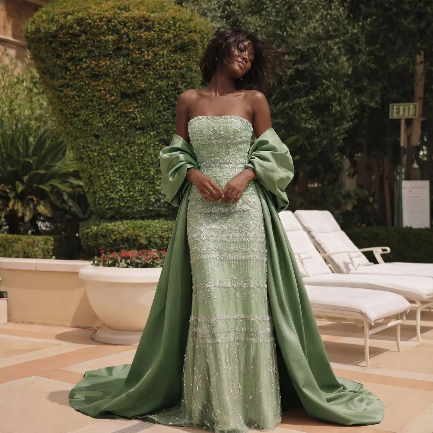 sage green evening dress Sharon Said Luxury Lilac Blue Beaded Fuchsia with Cape for Women Wedding Party Dress SS238 Customized Kids' Size:2T Ellee Maxi Dress Blue lx-WDRS166 Shoulder style bodice enhance the