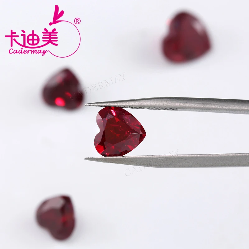 CADERMAY Heart Cut Dark Red Lab Grown Ruby Loose Stones With Inclusions AGL Certificate Customized Jewelry Making DIY