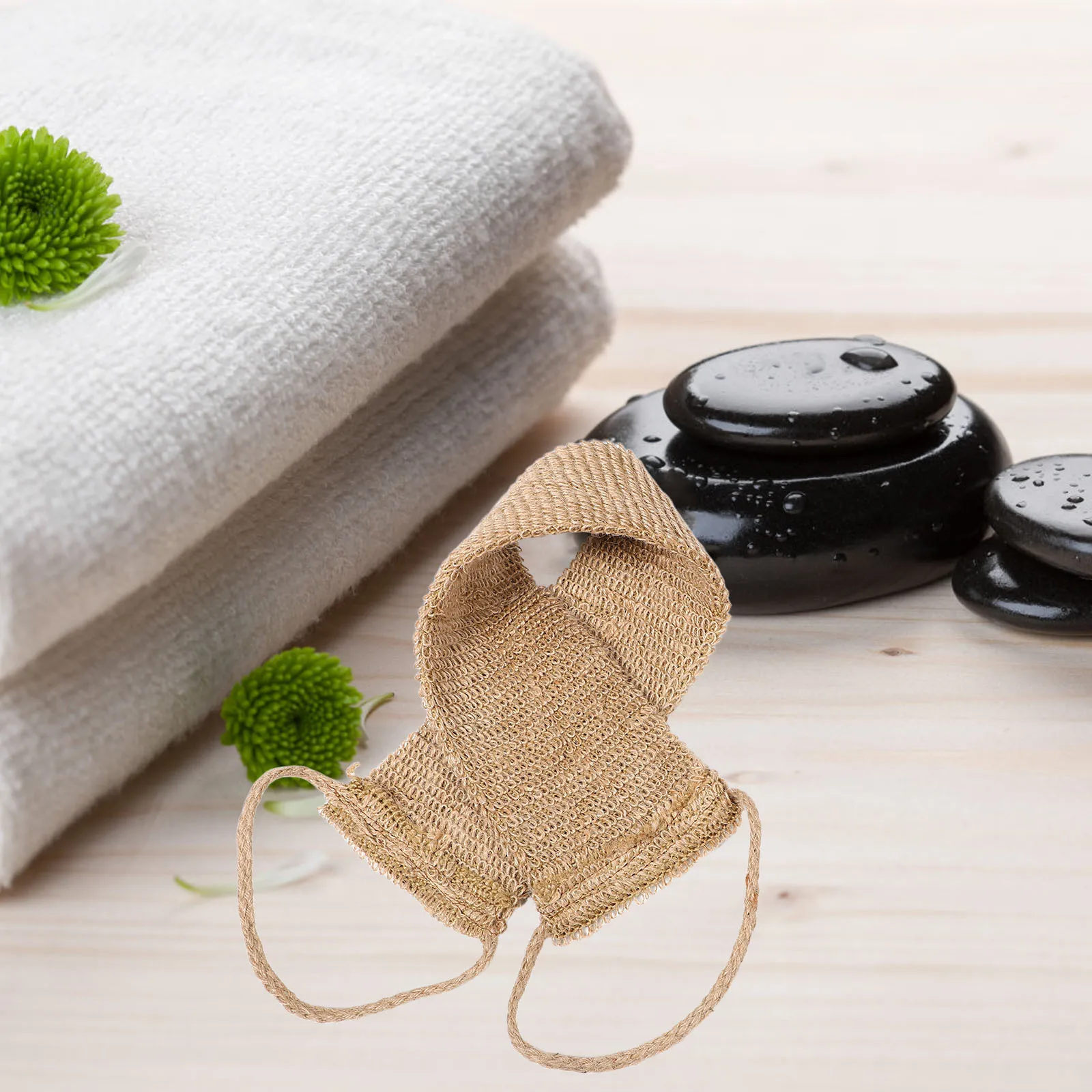 

2 pcs Natural Sisal Back Scrubber Exfoliating Body Cleansing Glove Shower Bath Washcloth Towel Set For Home Hotel Gym Use