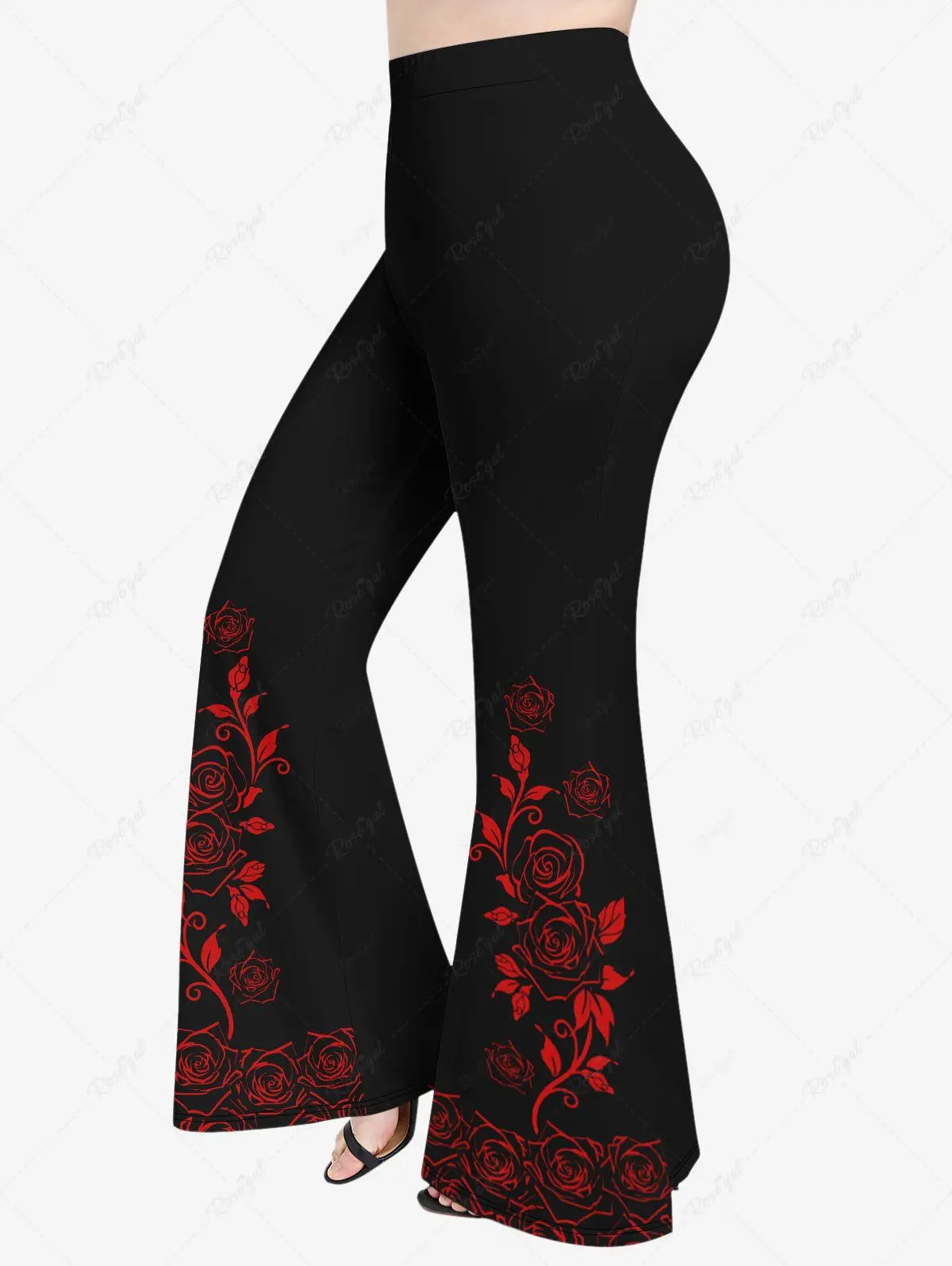 Casual Matching Set for Women 3D Rose Flower Bloody Leaf Eagle Flame Print Long Sleeves T-shirt or Pull On Flare Pants Set