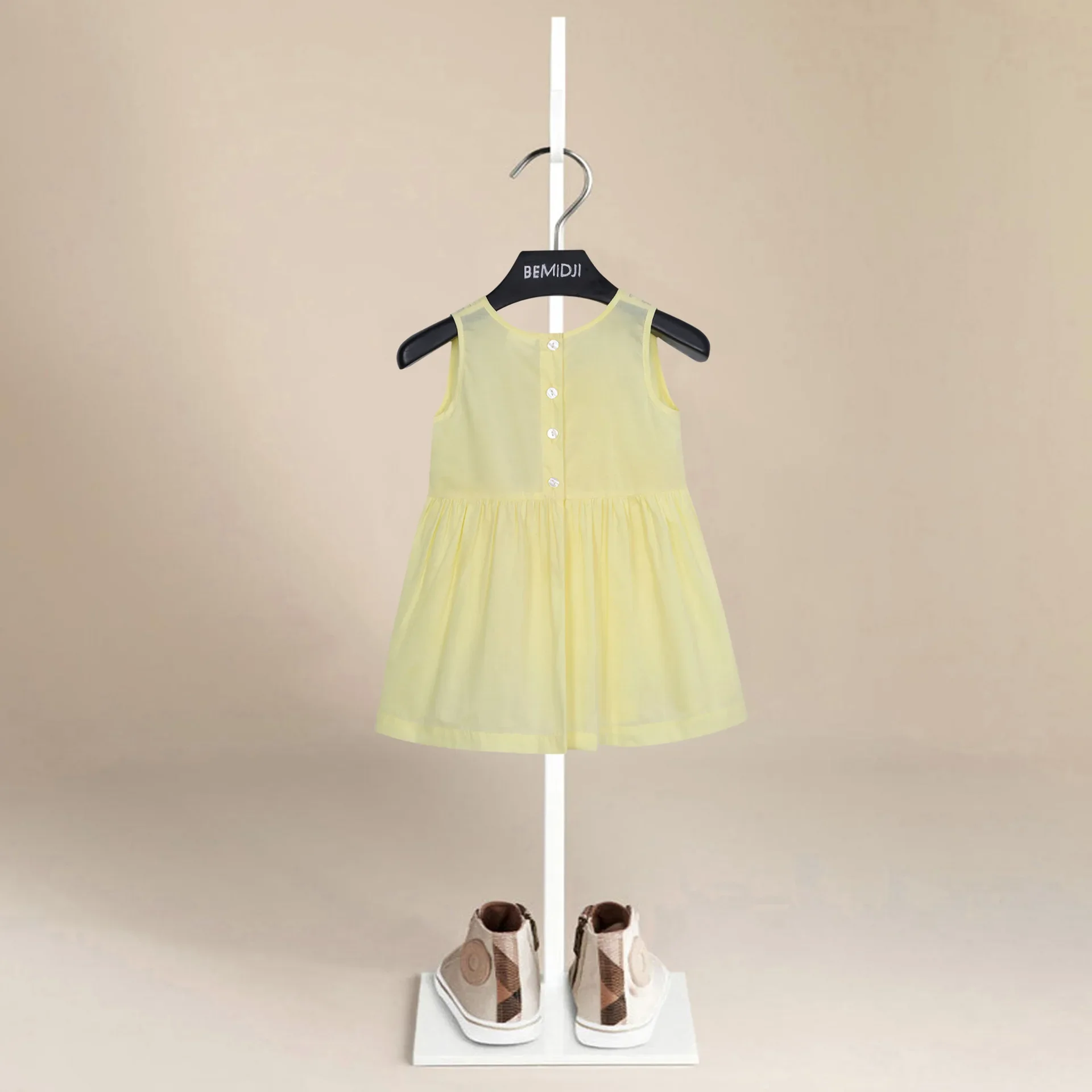 Summer Girl Vest Dress Kids Sleeveless Yellow Pink Princess Dress Baby Korean Version Broken Flowers Casual Sundress