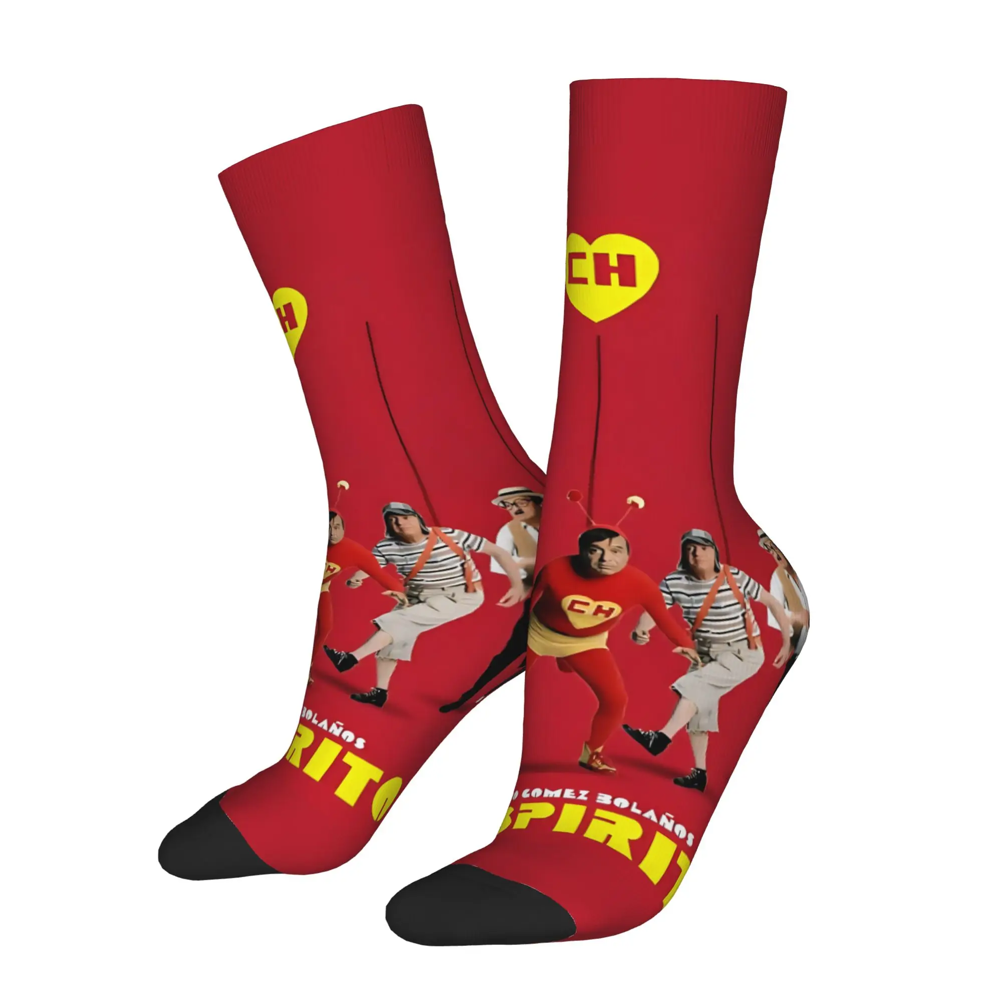1 Pair Funny Crazy Sock for Men The Red Suit of Hope Hip Hop Vintage Chapolin Colorado CH Happy Quality Pattern Printed Sock