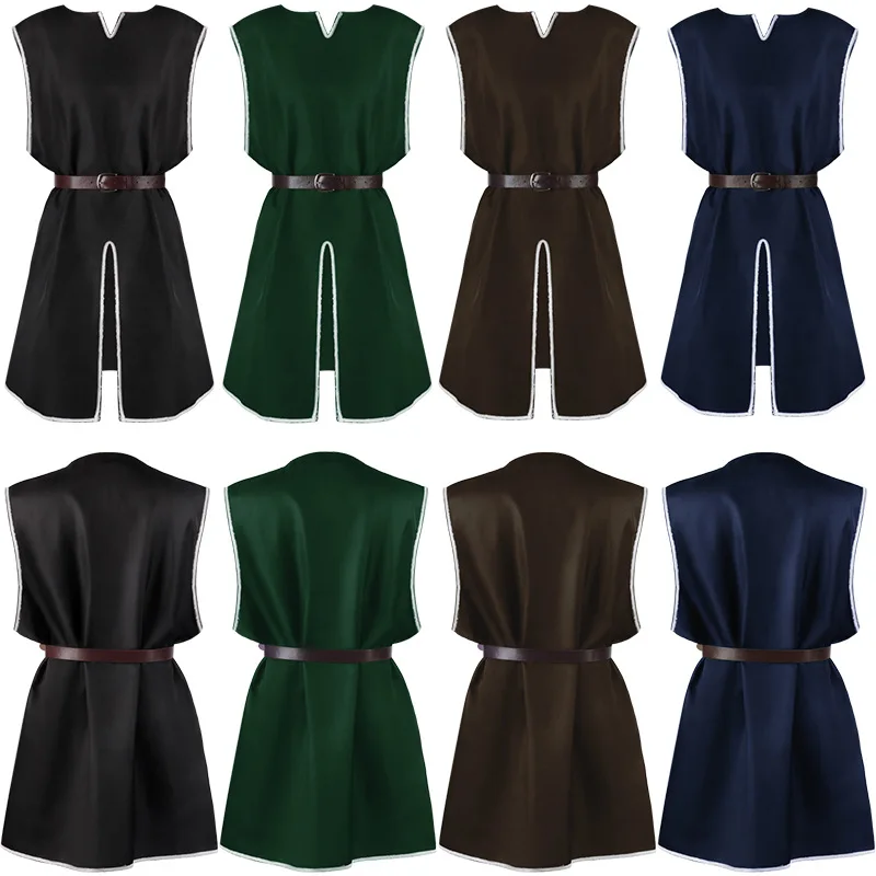 Nuevo Top largo Medieval para hombre, disfraz de actuación con escote en V pequeño de Halloween, producción china, lanzamiento de verano 2025