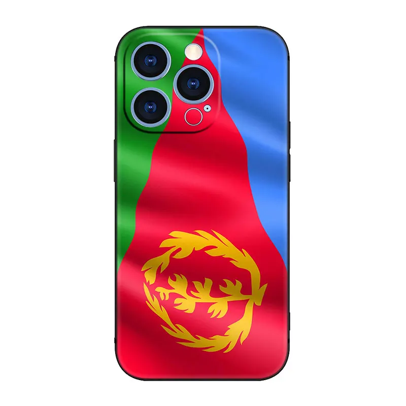 Eritrea Flag Phone Case For Apple iPhone 14 13 12 Mini 11 Pro XR X XS MAX 6S 7 8 Plus 5S SE 2020 2022 Black Cover