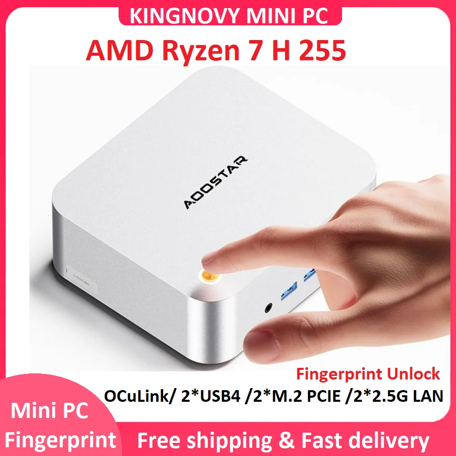 Aoostar MACO Ryzen 7 H 255 OCuLink كمبيوتر صغير AMD بصمة 2 * USB4 2 * NVMe 2 * 2.5G LAN Windows 11 WiFi6 سطح المكتب NUC ألعاب الكمبيوتر