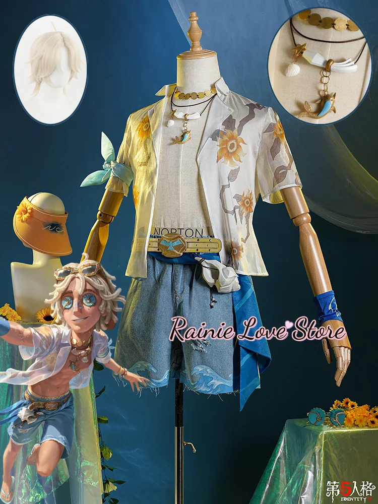 Game Identity V cercatore Cosplay S-Tier Gold Summer Cosplay Outfit parrucca scarpe Norton bell Sandbeach per carnevale di halloween