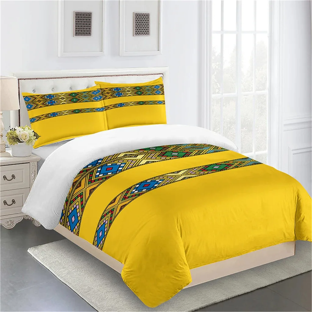 Moroccan Bohemian Style Designer Custom Bed Three Piece Set Luxury Bedding 1 Quilt Cover 2 Pillowcases Pure Cotton