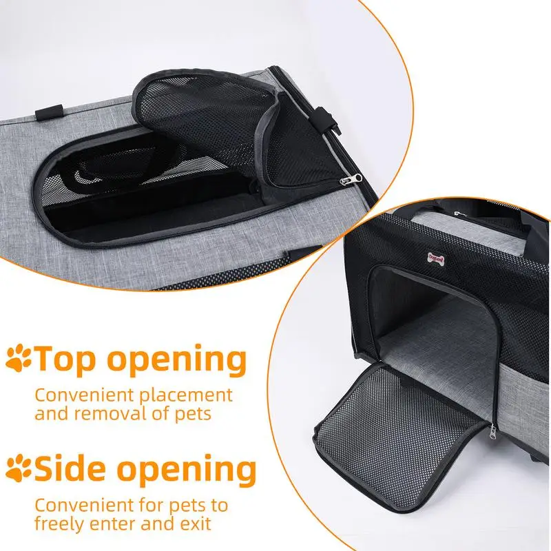 Cat Dog Carrier With Wheels Airline Approved Rolling Pet Carrier Flexible Convenience Dog Carrier Or Outdoor Adventure