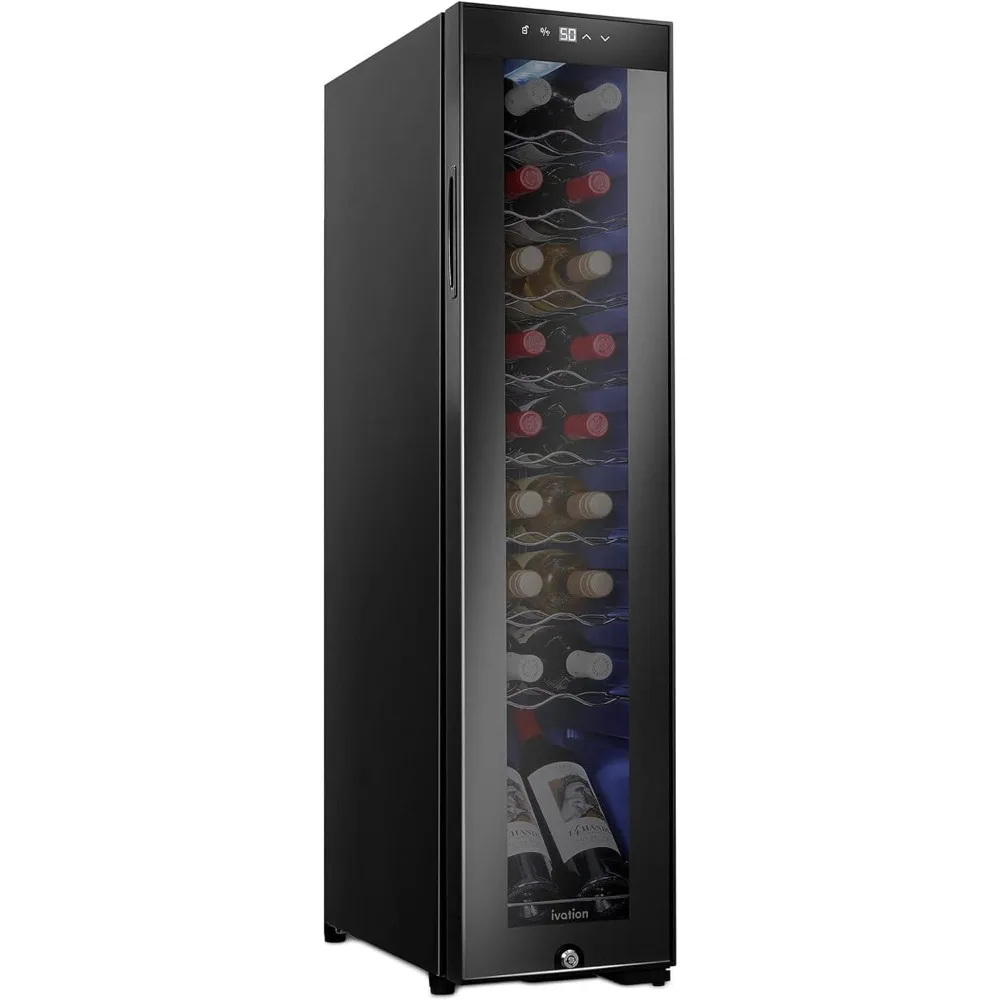 18 Bottle Compressor Wine Cooler Refrigerator w/Lock | Large Freestanding Wine Cellar For Red, White,