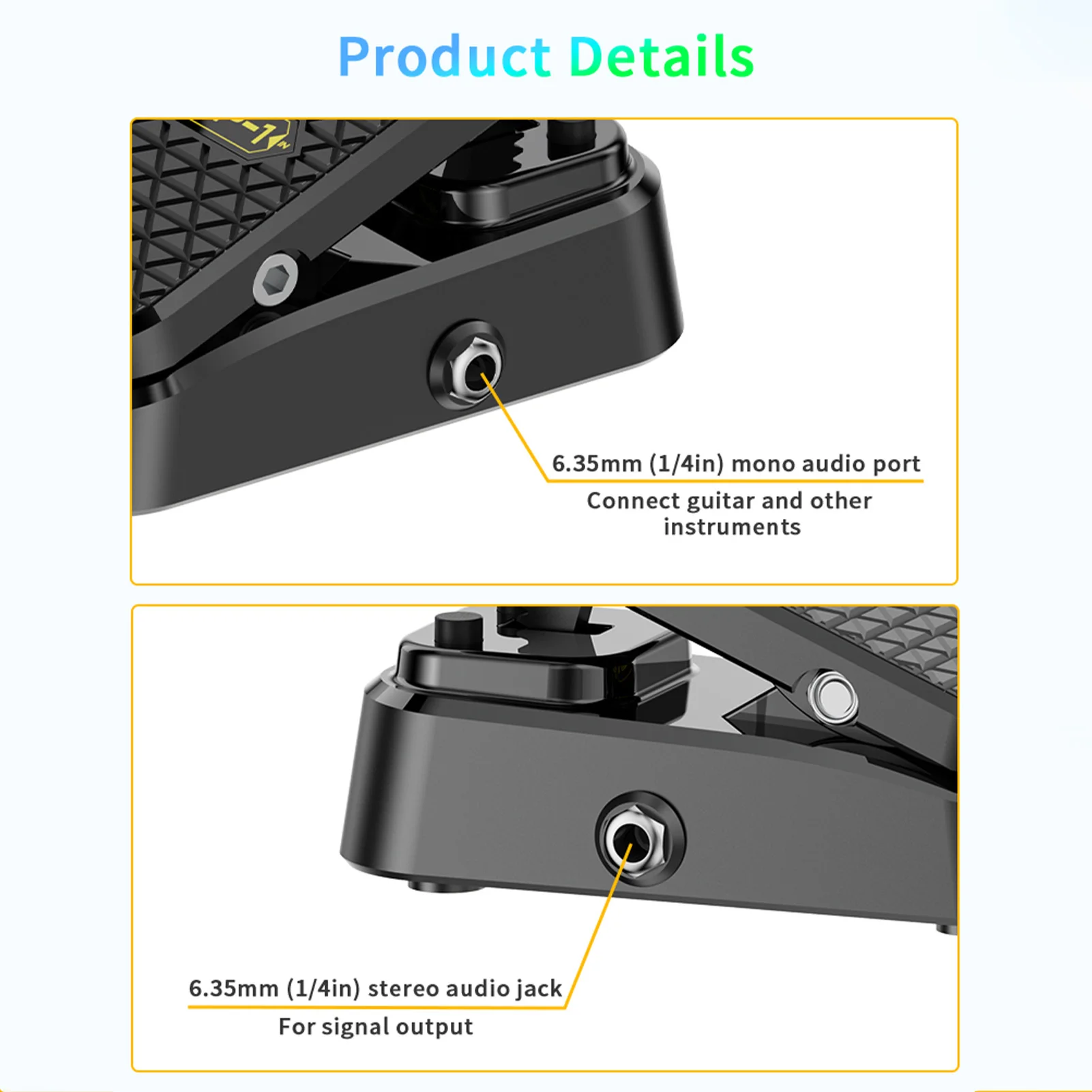 دواسة تأثير الجيتار التعبيرية بالحجم 2 في 1 تحكم مزدوج عازلة صامتة هيكل معدني واجهة ستيريو لا يتطلب طاقة #5