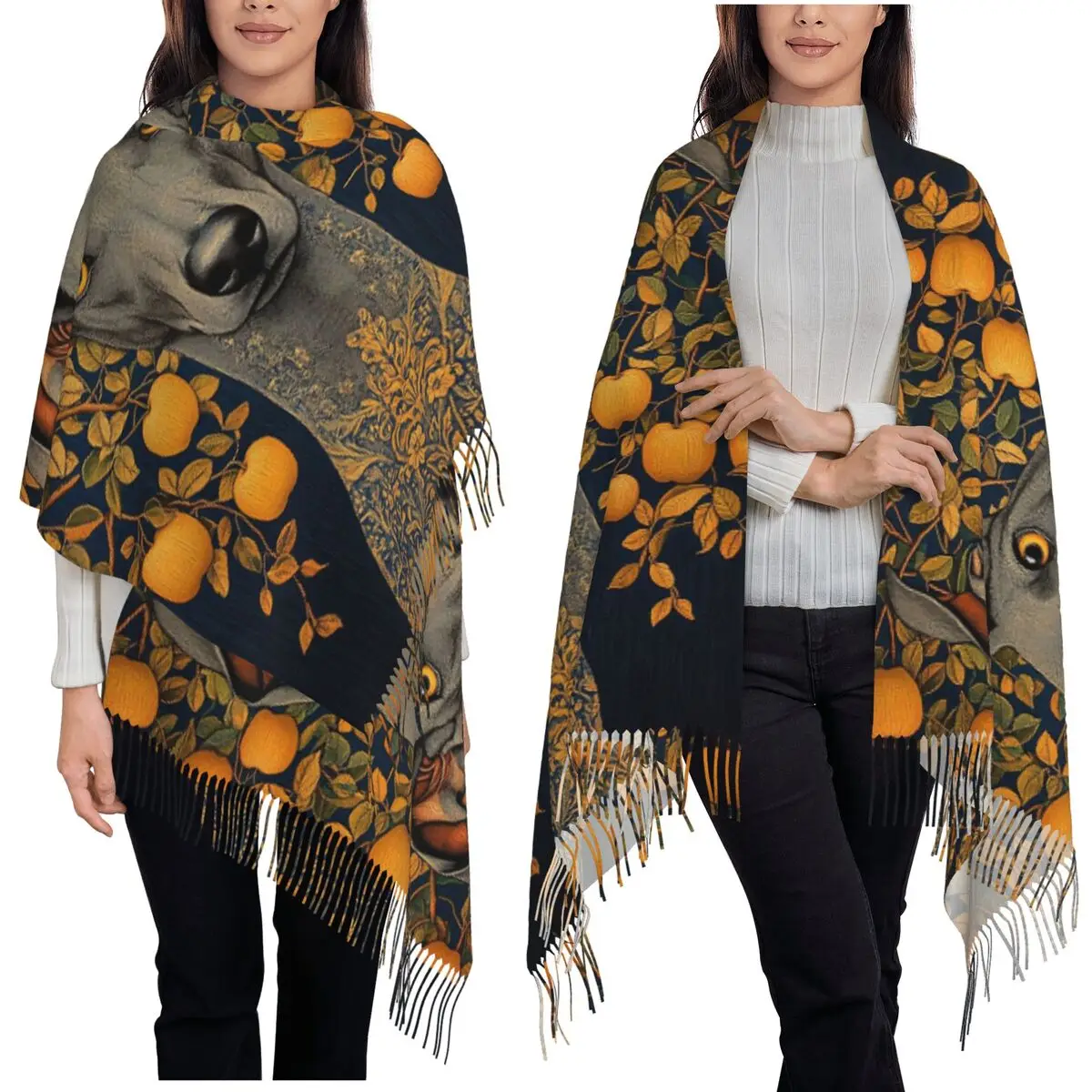 

Милый борзой уиппет, шарф для собак, шарфы с кисточками для женщин, мягкие теплые шали и накидки, длинная осенне-зимняя шаль