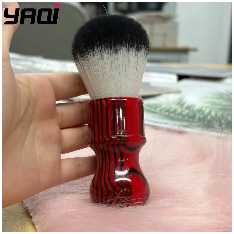 Synthetic Hair Shaving Brush YAQI Evil Zebra 26mm Knot Black and Red Handle Mens 2026 New Arrival！