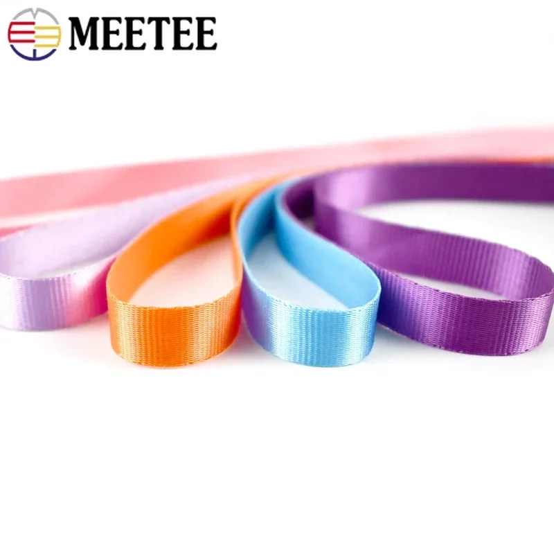 45Meters Meetee 10mm Colorful Nylon Webbing Ribbon Straps Bias Tape for Handmade Work Cards Strap Clothing Sewing Accessories