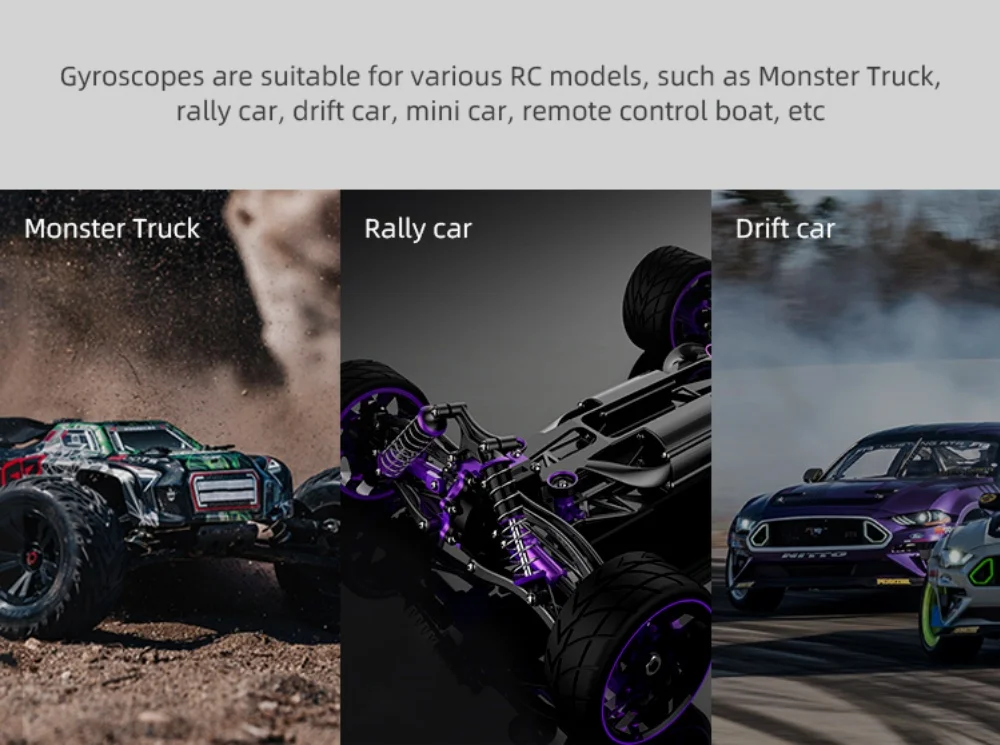 HotRC F11 F12 Gyroscope Automatic Stability Control 3.5V-9V For RC Car Rally Car Level Car Drift Car Boat For Any  Receivers