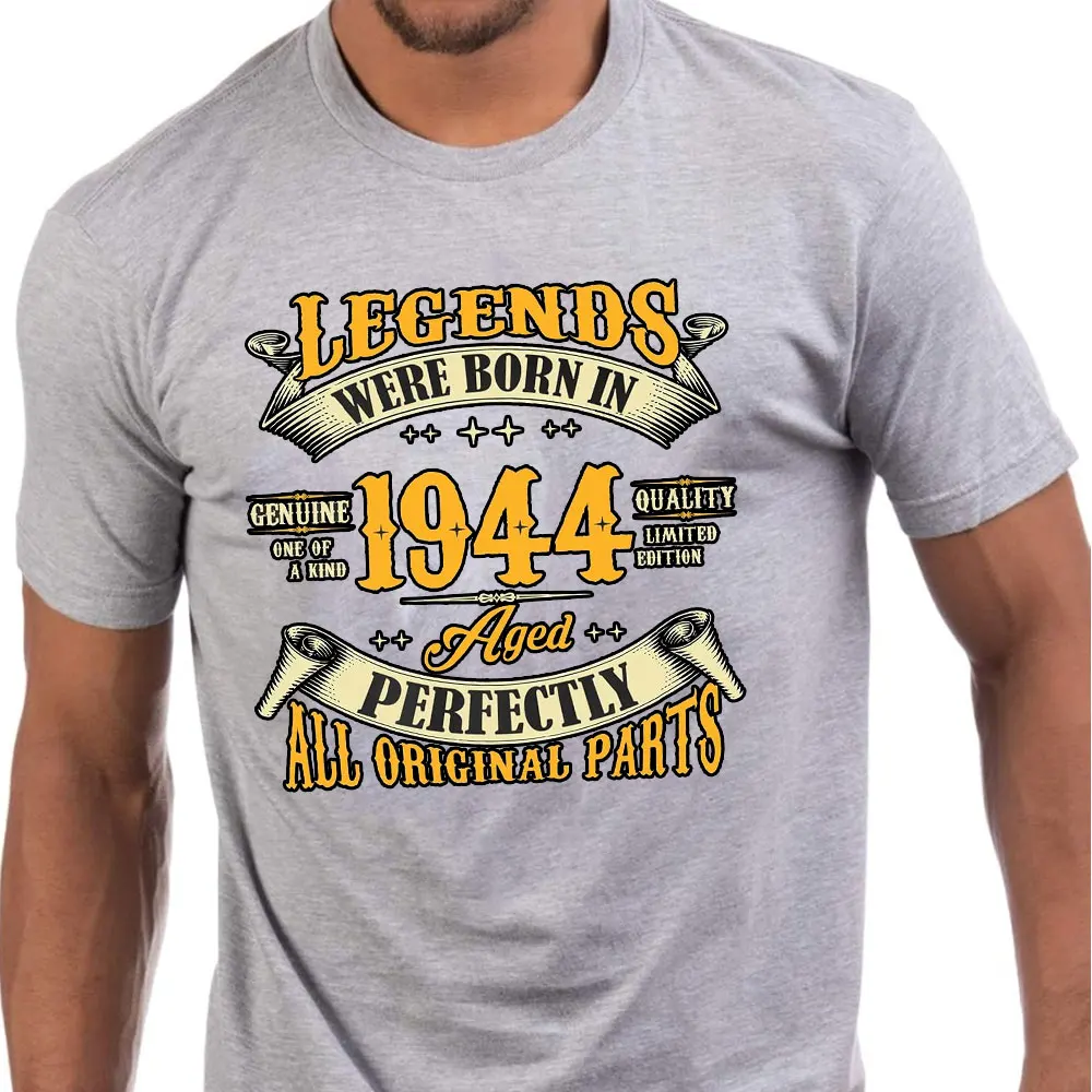 80th Birthday Shirt for Men, Legends Were Born in 1944, Vintage 80 Years Old T-Shirt Grandpa Gift Graphic T Shirts Men Clothing