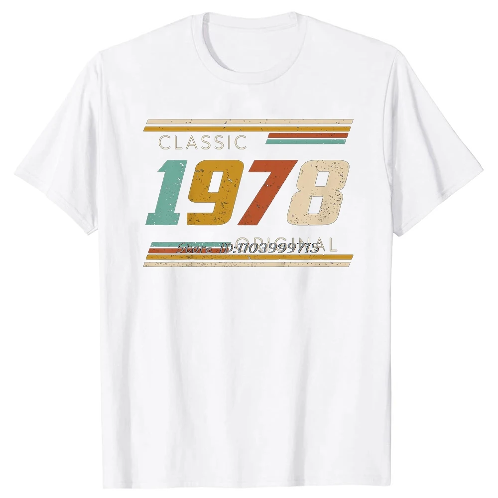 Camiseta Vintage hecha en 1978 para hombre, prenda de vestir, de edición limitada, todas las piezas originales, a la moda, informal, básica