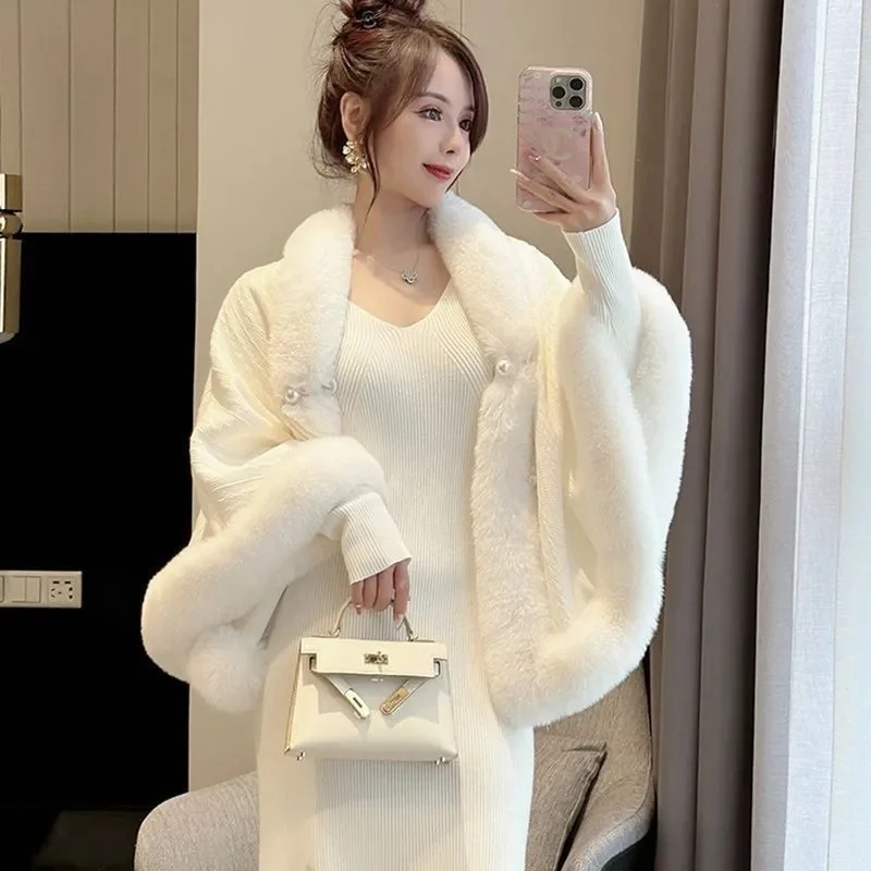 

Autumn Winter Ladies Plush Thickened Coat Korean Female Fashion Casual Shawl Tops Jacket 2025 Women High-end Solid Color Outwear