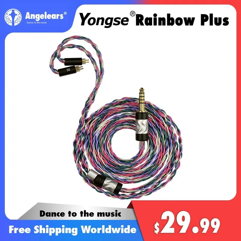 

Yongse Rainbow Plus 8 core Silver-copper alloy 2.5 4.4/mmcx/0.78 Balanced earphone Upgrade Cable For IME S12PRO Z12 TIMELESS A.E