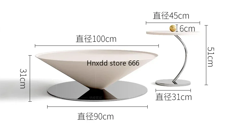 Cream Wind Suspended Flying Saucer Coffee Table Minimalist Premium