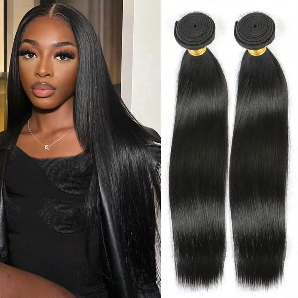 حزم من شعر طبيعي مفرود 100% وصلات شعر بشري طبيعي أسود برازيلي نسج على شكل شعر حزم 1/3/4 قطعة حزمة كومبو