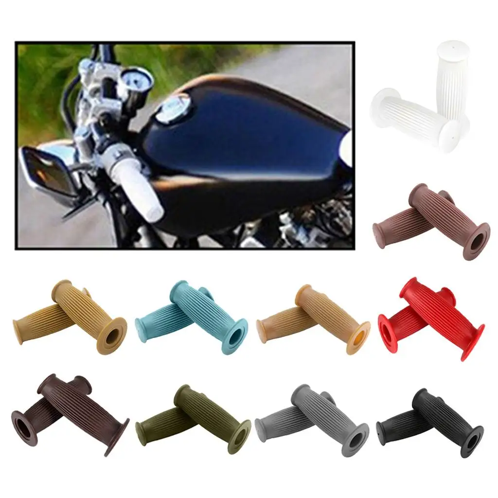 Motorcycle Handlebar Accessory Rubber Hand Grips Retro Style Non Slip for Chopper Bike 
