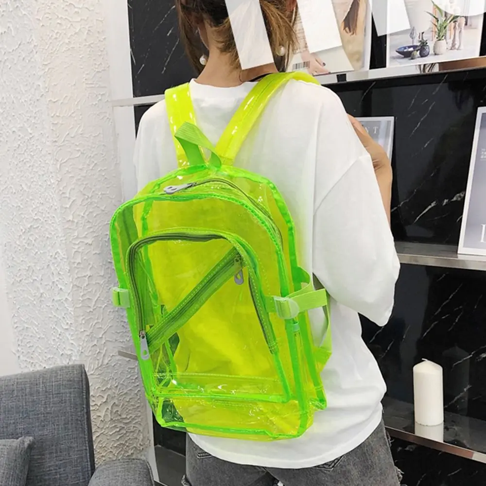 Korean Version Female Spring Summer Plastic School Bag Candy Color Transparent PVC Backpack Female Backpack Jelly School Bag