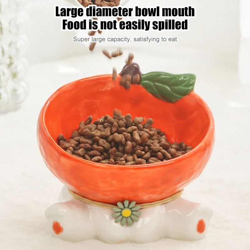 Cat Fruit Ceramic Bowl Elevated Pet Food Water Bowls Raised Small Dogs Tilted Drinking Eating Feeders Puppy Cats Accessories