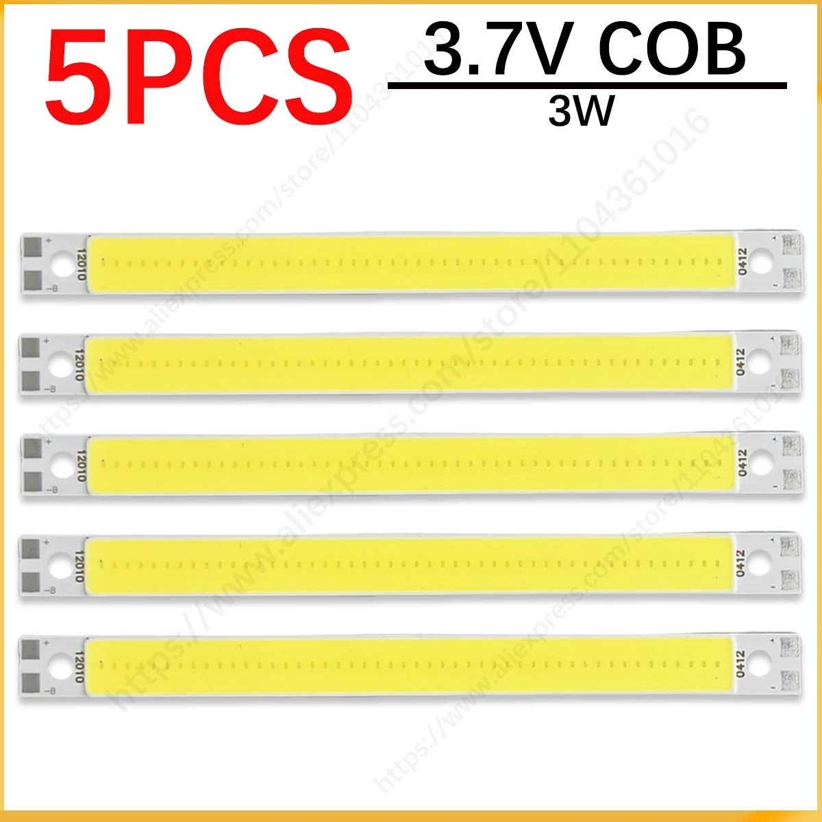 

5 шт. 60x8 мм 6008 COB LED лампа 3 Вт, теплый/холодный белый/синий/красный свет, светодиодная COB лента, чип DC 3.7V для DIY проектов и освещения велосипедов
