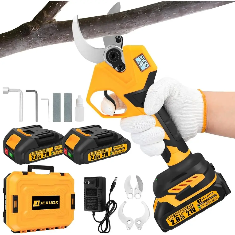 

Electric Pruning Shears, 1.6" Upgraded Power Pruners Cordless with 2x2.0Ah Battery, LCD Screen Brushless Professional Gardening