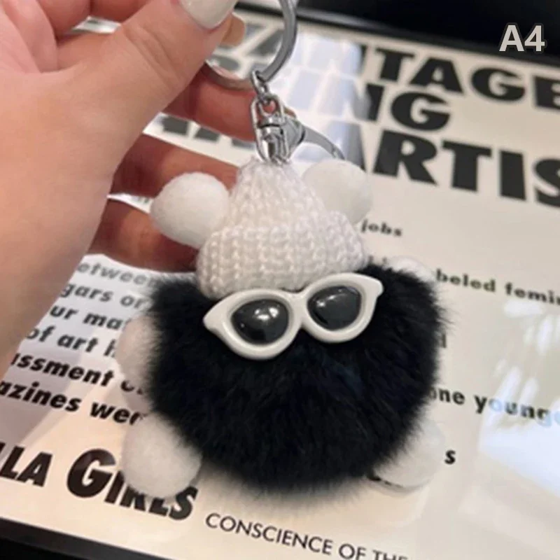 Mini Rex Rabbit  Keychain Fluffy Key Chains Trinkets Pom Pom Keychain Trinket Pompons Keychains image 2