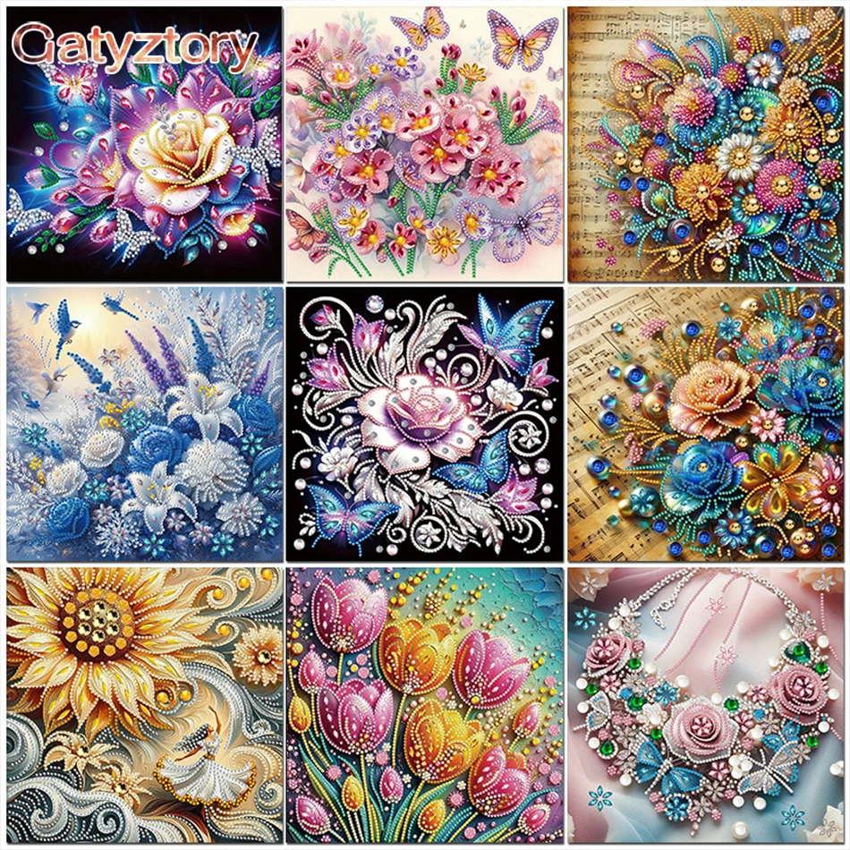 GATYZTORY 30x30cm Special Shape Diamond Painting Tabletop Ornaments Kit Flower Diamond Painting Kit For Adults Beginner Gift