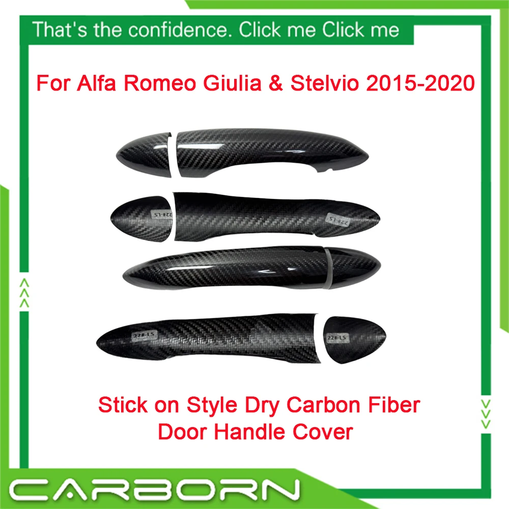 4 Door Handle Cover Add On Style Real Carbon Fiber 2015-2020 For Alfa Romeo Giulia & Stelvio Left/Right Hand Drive Version