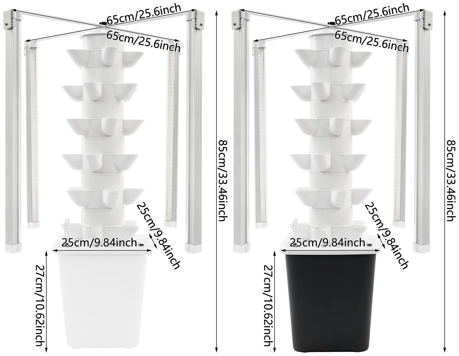 Hydroponic Tower with Grow Light,30 Pods 6 Tiers Hydroponics Growing System Kit for for Indoor Herbs, Fruits and Vegetables