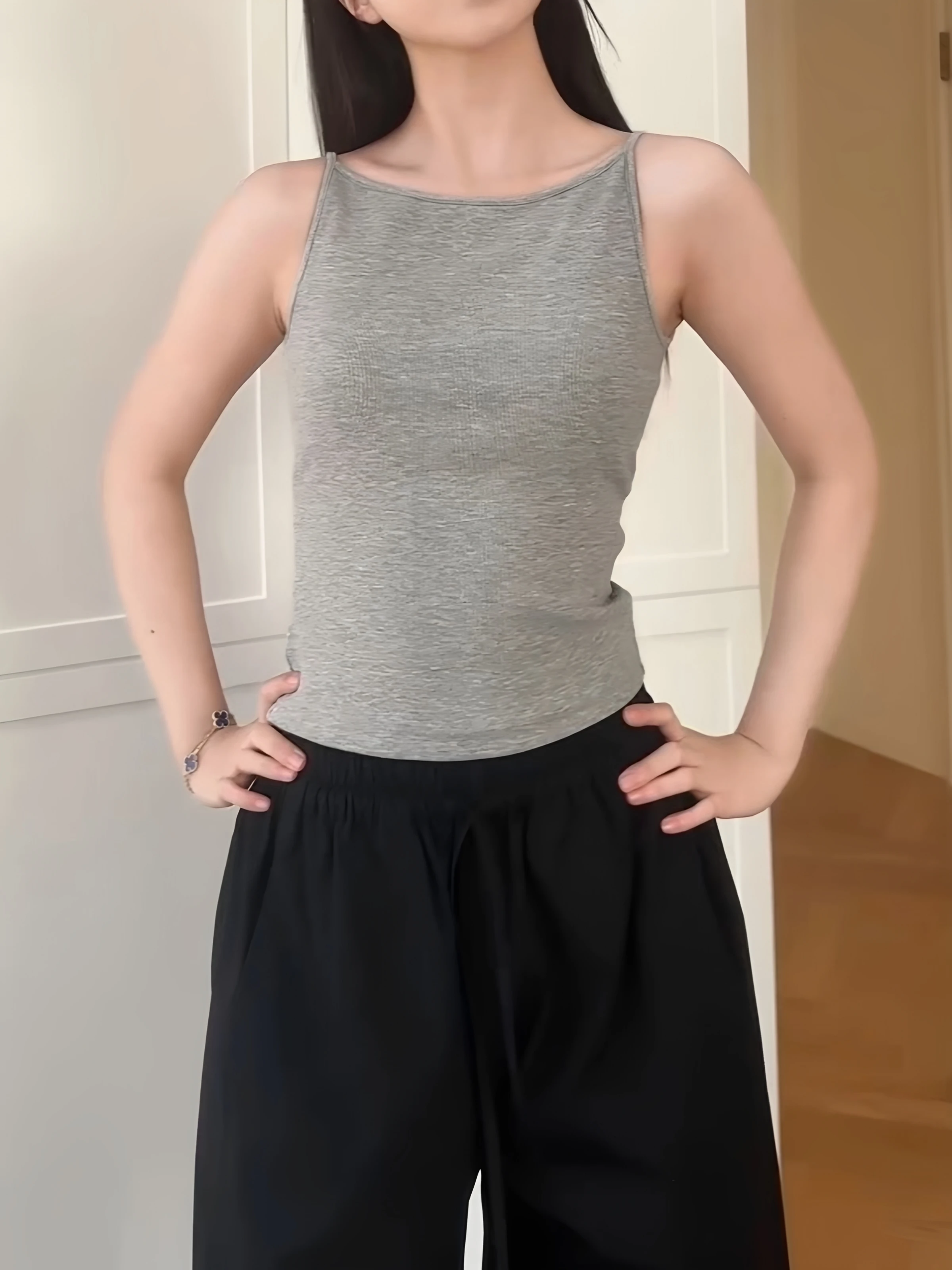 95 Cotton Strap Vest Women Summer New plus Size Hide Underarm Slimming Hide Belly Base Shirt Simple Style Pure Color