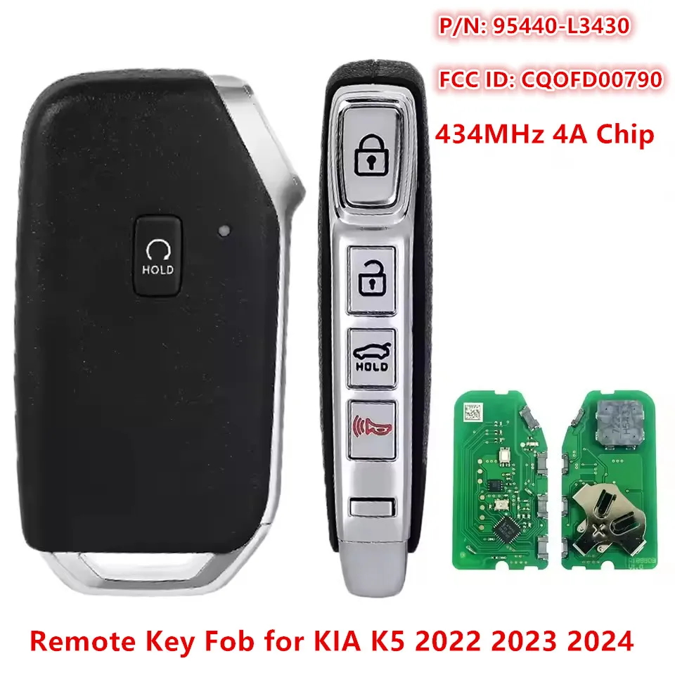 

Для 2022 2023 2024 KIA K5 новый умный пульт дистанционного управления без ключа 95440-L3430 433 МГц 4A чип