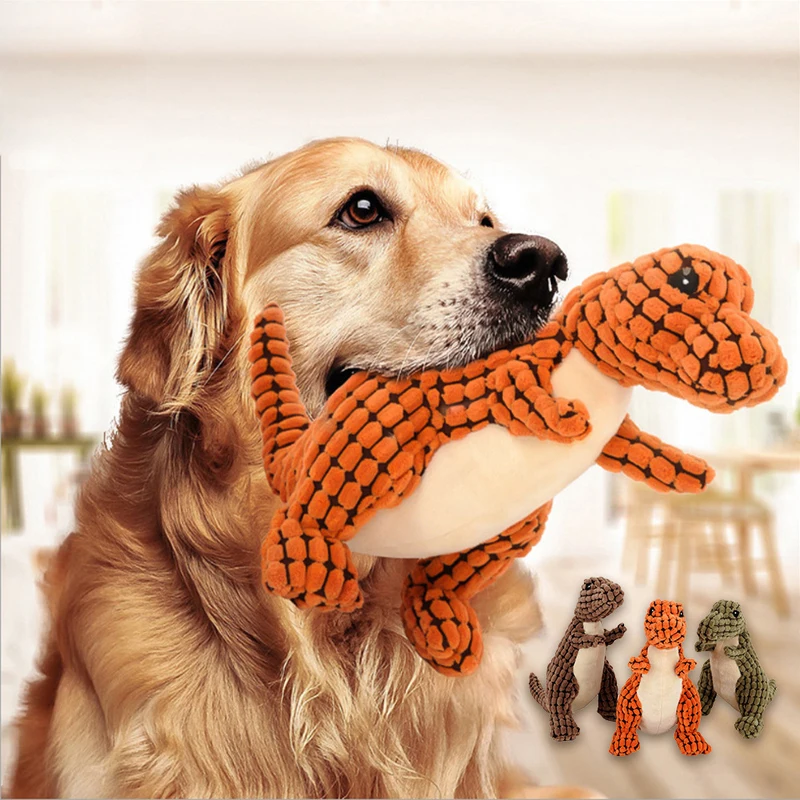 Fleece Plush Dinosaur Pets Dog Tranining Interactive Toys Small Large Dogs Bite Resistant Squeaky Toy Accessories