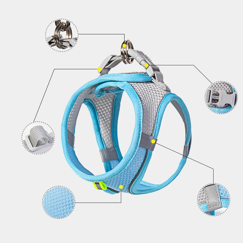 Cat Dog Harness Vest Chest Rope Set Reflective Breathable Adjustable Pet Harness for Small Medium Dogs Outdoor Walking - view 5