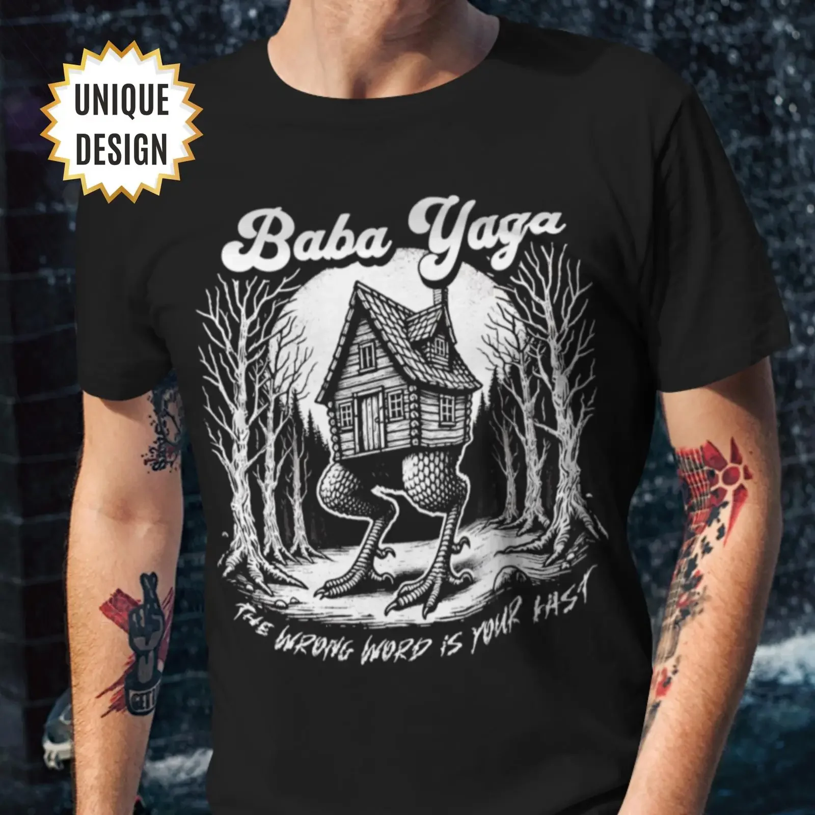 Baba Yaga Slavic Folklore T Shirt Dark Gothic Horror Witchcraft Fairytale for Fans vintage Washed Stretched Soft streetwear