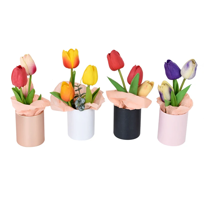 4Pcs Portable Mini Flower Box Wedding Party Bouquet Packaging Box Hug Bucket For  Valentines Day Birthday Party Gifts Decor