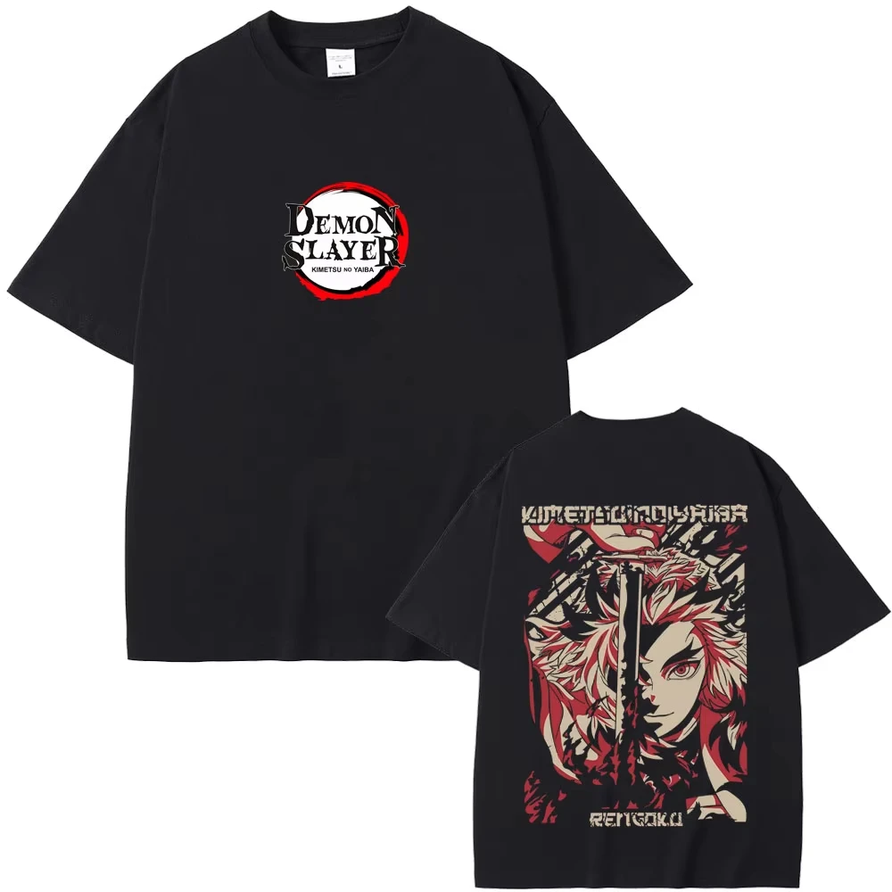 2026 Neues Anime Demon Slayer Rengoku Kyoujurou Bedrucktes Kurzarm-T-Shirt für Herren und Damen, Herren-Top, Sport-T-Shirt