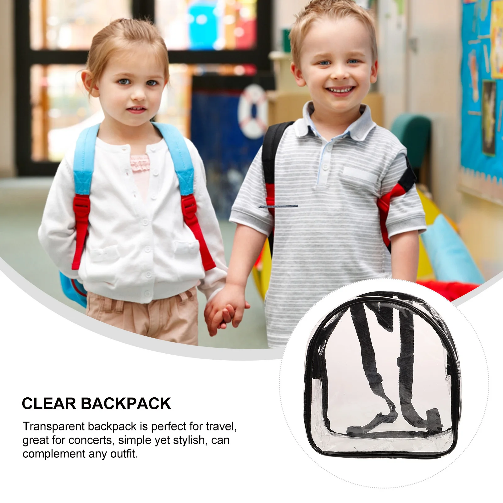 

Clear Backpack Heavy Duty Transparent PVC Material Lightweight School Work Travel Festival Essentials Stadium Approved Clear