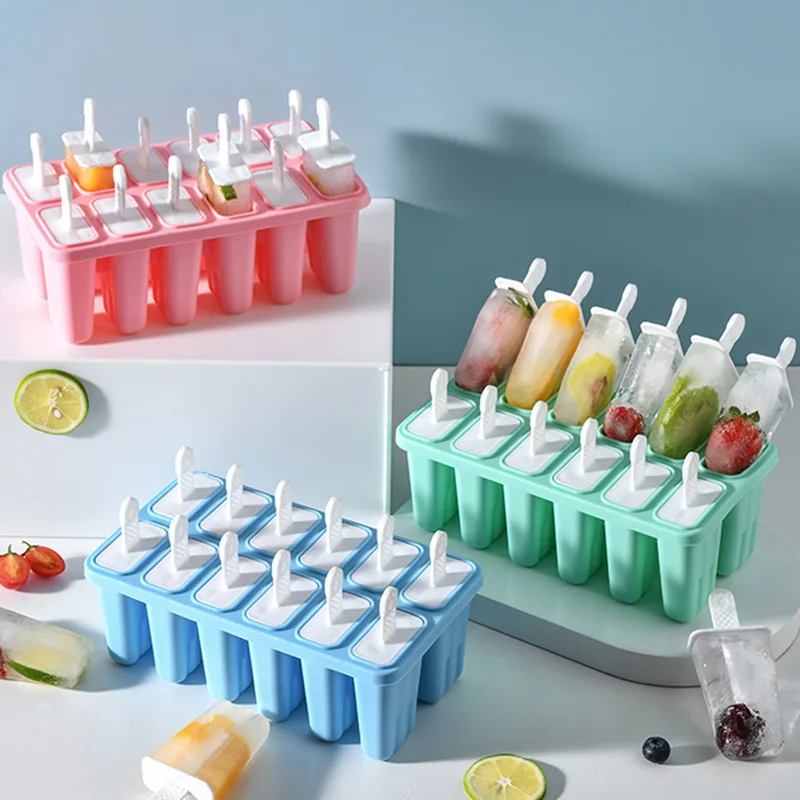 New Creative 12 Pcs Ice Cream Silicone Ice Cream Mold Household Homemade Ice Candy Frozen Sorbets and Popsicles Model