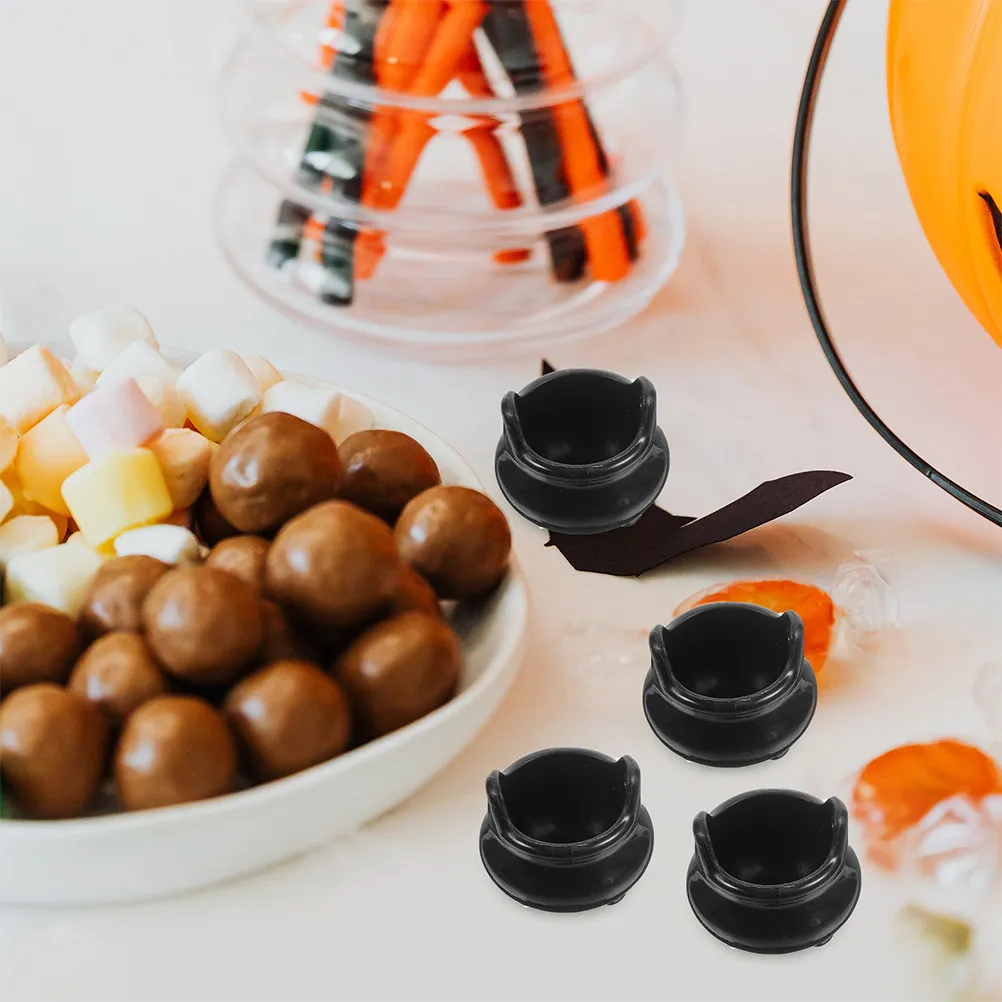 

48Pcs Halloween Mini Cauldron Set Dollhouse Mini Cauldrons Micro Landscape Ornaments Spooky Decor for Home Tabletop and Festival