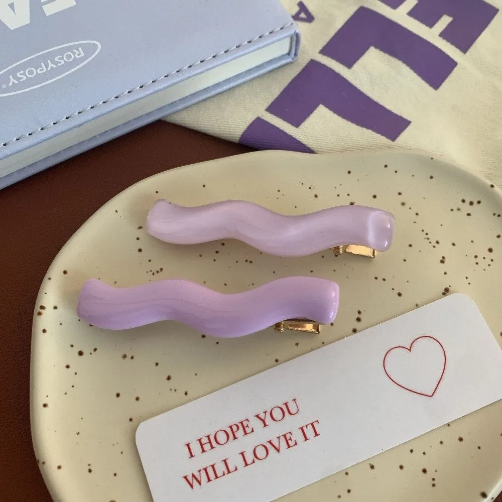 

2pcs/set Candy Color Wave Hair Clips Hairpin Korean Translucent Acrylic Wave Barrettes Y2K Irregular Girls Side Clip