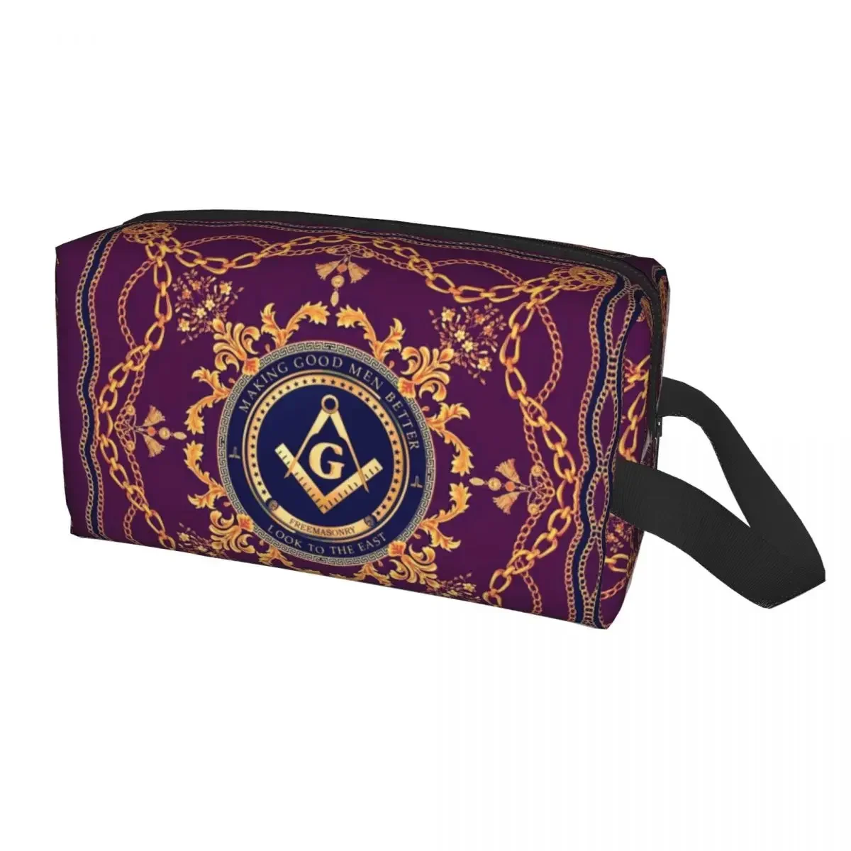 Custom Freemasonry Baroque Toiletry Bag Women Masonic Cosmetic Makeup Organizer Ladies Beauty Storage Dopp Kit Case