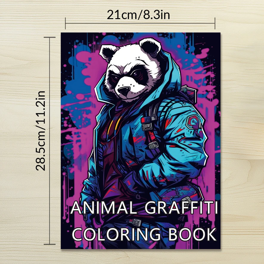 Coloring Book - 8.3 x 11.2 inches 32 pages of cool animal coloring book - ideal gift for family or friends